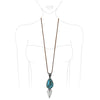 Cowgirl Chic Statement Turquoise Howlite Stone Western Vegan Leather Long Necklace, 33"+3" Extension