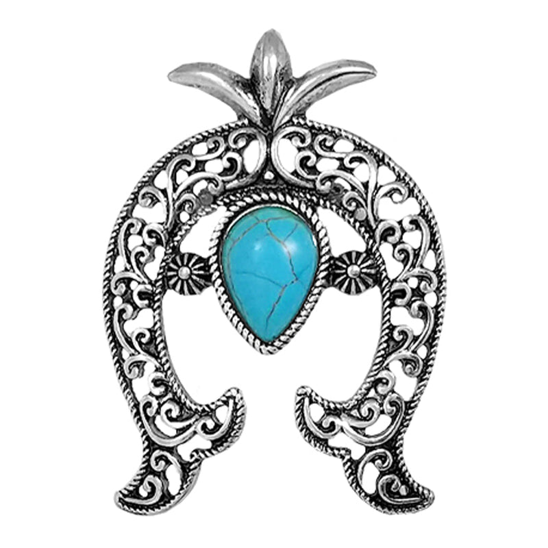 Statement Size Western Squash Blossom Semi Precious Turquoise Howlite Stone Stretch Cocktail Ring
