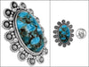 Statement Size Western Bohemian Semi Precious Oval Turquoise Howlite Stone Adjustable Stretch Ring, 2.5"