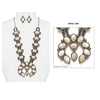 Gorgeous Statement South Western Natural Semi Precious Howlite Squash Blossom Necklace Earrings Set, 27"-30" with 3" Extension (Natural White)