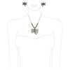 Magical Semi Precious Howlite Stone Dragonfly Pendant Necklace Earrings Set, 18"+3" Extender