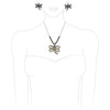 Magical Semi Precious Howlite Stone Dragonfly Pendant Necklace Earrings Set, 18"+3" Extender