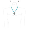 Cowgirl Chic Statement Turquoise Howlite Stone Strand Western Concho Pendant Necklace Earrings Set, 19"+3" Extender