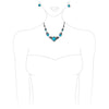 Vintage Western Style Decorative Flower Framed Turquoise Howlite Stone Necklace Earrings Gift Set, 17"+3" Extender