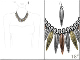 Cowgirl Chic Western Mixed Metal Feather Necklace Earrings Set, 18
