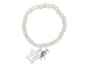 Simulated Pearl With Whimsical Sea Turtle Dangle Charms Stretch Bracelet