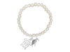 Simulated Pearl With Whimsical Sea Turtle Dangle Charms Stretch Bracelet, 6"