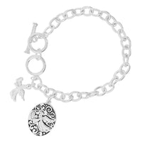 Rosemarie's Religious Gifts Women's Inspirational Religious Multiple Charms Toggle Clasp Bracelet, 7.5"-8" (Amazing Grace With Angel Charm)