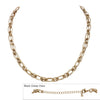 Trendy Double Link Gold Tone Textured Chain Statement Choker Necklace, 16"-19" with 3" extender
