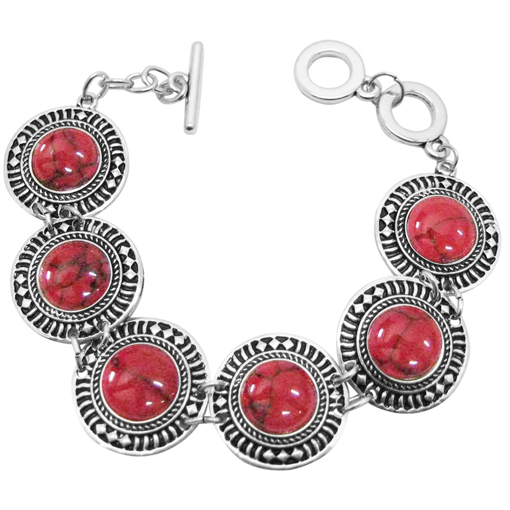 Luxury Red Orange Vintage Real Coral Stone Set Bracelet Necklace Magnetic  Clasp