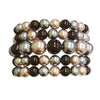 Statement Set of 5 Stacking Pearl Bead Stretch Bracelets, 2.5" (Black Gray Mix)