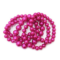 Statement Set of 5 Stacking Pearl Bead Stretch Bracelets, 2.5" (Metallic Fuchsia Purple)