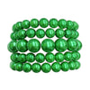 Statement Set of 5 Stacking Pearl Bead Stretch Bracelets, 2.5" (Metallic Green)