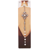 Elegant Crystal and Simulated Pearl Backdrop Style Bridal Necklace Pendant Clip On Charm