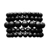 Statement Set of 5 Stacking Pearl Bead Stretch Bracelets, 2.5" (Jet Black)