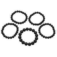 Statement Set of 5 Stacking Pearl Bead Stretch Bracelets, 2.5" (Jet Black)