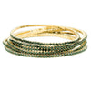 Stunning Set of 6 Petite Crystal Rhinestone Stretch Bracelets, 6.5" (Emerald Green Crystal Gold Tone)