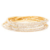 Stunning Set of 6 Petite Crystal Rhinestone Stretch Bracelets, 6.5" (Clear Crystal Gold Tone)