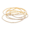 Stunning Set of 6 Petite Crystal Rhinestone Stretch Bracelets, 6.5" (Clear Crystal Gold Tone)