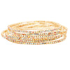 Stunning Set of 6 Petite Crystal Rhinestone Stretch Bracelets, 6.5" (AB Crystal Gold Tone)