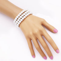 3 Row 8mm Simulated Pearl Multiple Stretch Bracelet