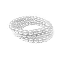 3 Strand 10mm Simulated Pearl Stretch Bracelet, 2.5" (White)