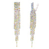Stunning Crystal Fringe Shoulder Duster Clip On Earrings, 4.5" (Multicolored Crystal Silver Tone)