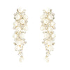 Stunning Simulated Pearl And Crystal Waterfall Style Bridal Clip On Earrings, 3.5"