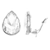 Statement Teardrop Crystal Clip On Earrings (Clear Crystal/Silver Tone)