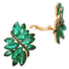 Crystal Marquis Leaf Cluster Statement Clip On Earrings (Green Emerald/Gold Tone)