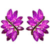 Crystal Marquis Leaf Cluster Statement Clip On Earrings (Purple/Gold Tone)