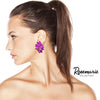 Crystal Marquis Leaf Cluster Statement Clip On Earrings (Purple/Gold Tone)