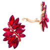 Women's Crystal Cluster Statement Clip On Earrings (Gold Tone Red)