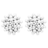 Timeless Classic Simulated Pearl And Crystal Rhinestone Cluster Clip On Earrings, 1.5" (Silver Tone)