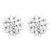 Timeless Classic Simulated Pearl And Crystal Rhinestone Cluster Clip On Earrings, 1.5" (Silver Tone)
