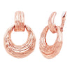 Statement Textured Metal Door Knocker Style Clip On Hoop Earrings, 2.5" (Rose Gold Tone)