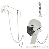 Crystal Rhinestone Strand Necklace Eyeglass Reader Face Mask Holder Strap, 28.5