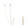 Crystal Rhinestone Strand Necklace Eyeglass Reader Face Mask Holder Strap, 28.5" (Gold/Clear Crystal)