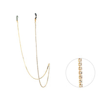 Crystal Rhinestone Strand Necklace Eyeglass Reader Face Mask Holder Strap, 28.5" (Gold/Clear Crystal)