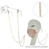Crystal Rhinestone Strand Necklace Eyeglass Reader Face Mask Holder Strap, 28.5" (Gold/Clear Crystal)