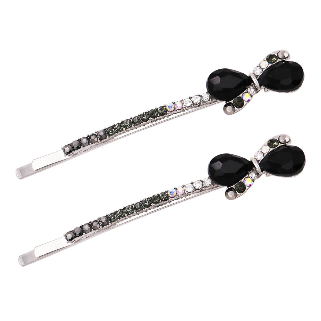 Beautiful Crystal Rhinestone Bow Bobby Pins Hair Barrette Clip Set