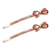 Beautiful Crystal Rhinestone Bow Bobby Pins Hair Barrette Clip Set of 2 Accessories, 2.5" (Peach Crystal Rose Gold tone)