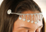 Dangling Flower Design Crystal Rhinestone Tikka Hair Comb Head Chain