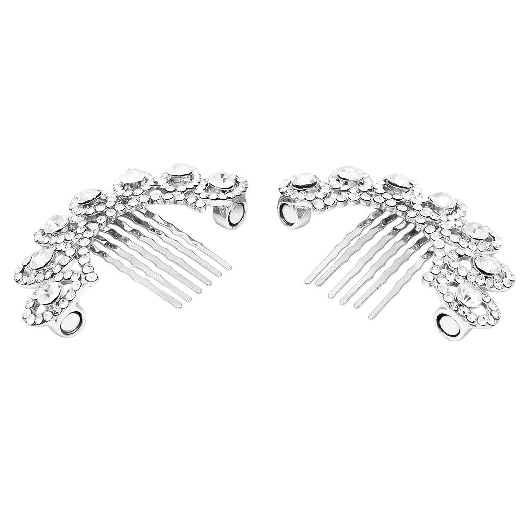 Glass Crystal Statement Magnetic Circle Design Hair Combs