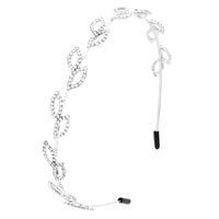 Stunning Petite Leaf Detail Crystal Rhinestone Fashion Bridal Headband (Silver Tone)