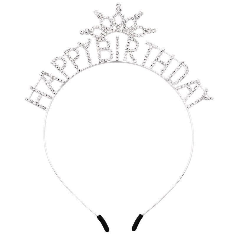 Rhinestone Crown with Happy Birthday Tiara Headband