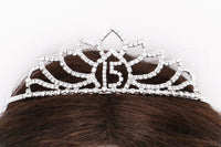Special 15th Birthday Quinceanera Tiara Crown Headband (Flower Burst)