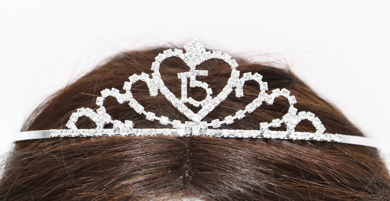 Special 15th Birthday Quinceanera Tiara Crown Headband (Heart)