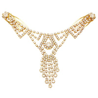 Waterfall Dangle Center Crystal Rhinestone Tikka Hair Comb Head Chain