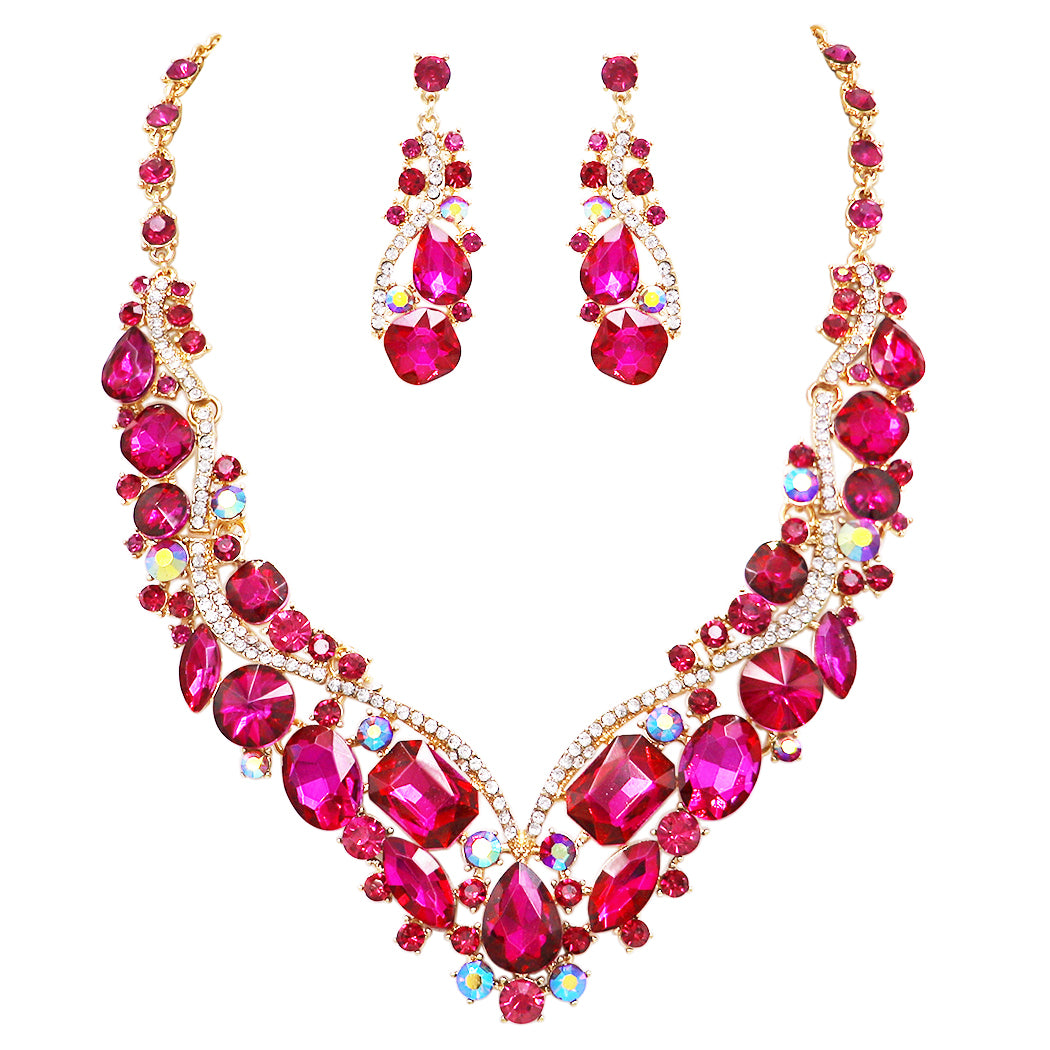 Pink Heart Star Necklace Earrings Set – ArtGalleryZen